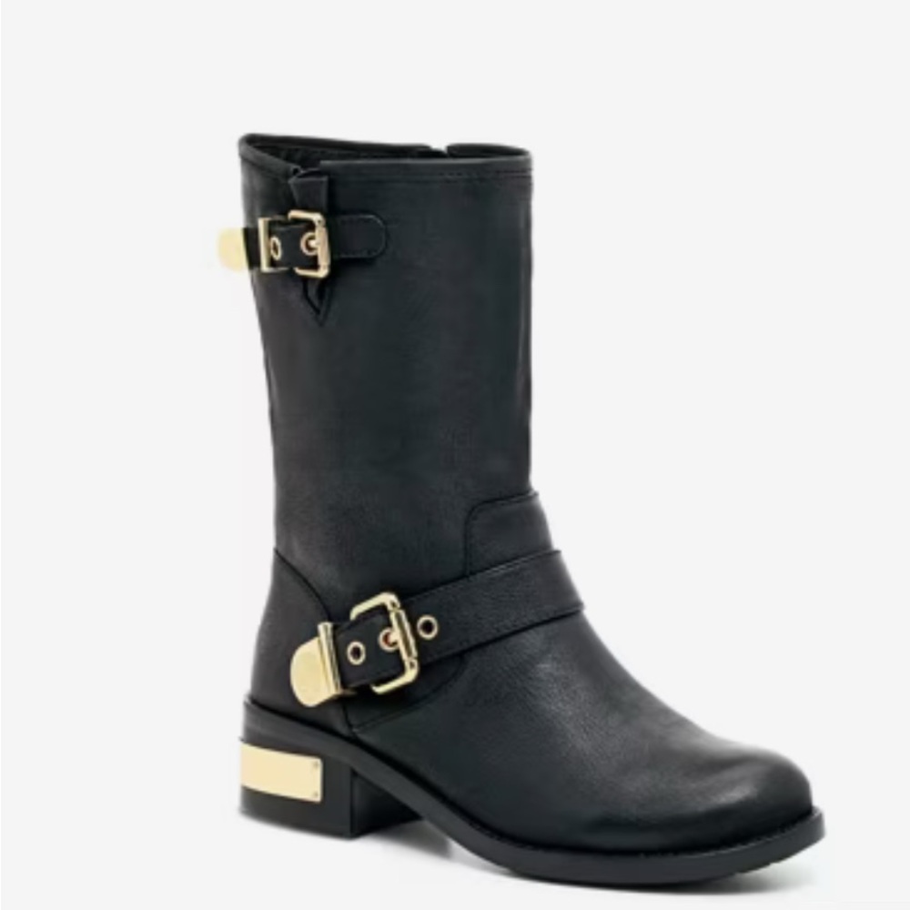 Vince Camuto Winchell Bootie Leather with Gold Accents Size 7.5/37 NIB